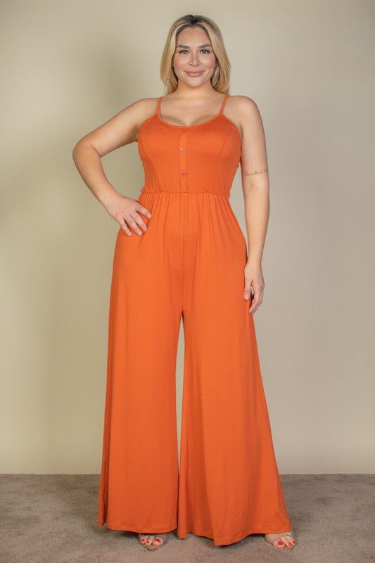Stilla | Størrelse Knap Front Bred Ben Jumpsuit
