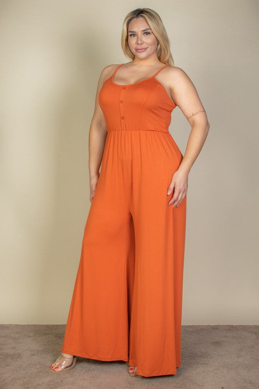 Stilla | Størrelse Knap Front Bred Ben Jumpsuit