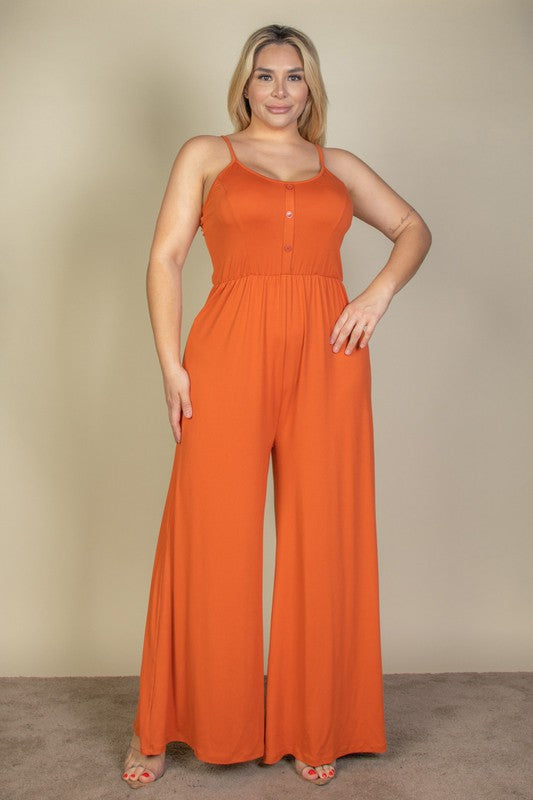 Stilla | Størrelse Knap Front Bred Ben Jumpsuit