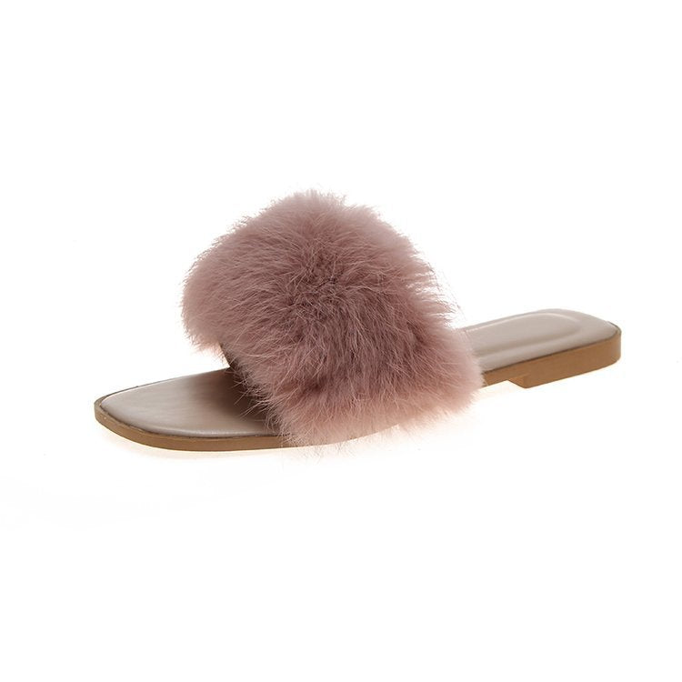 Dame Fluffy Pantoletten med blød pelsbetræk og skridsikker sål Stilla