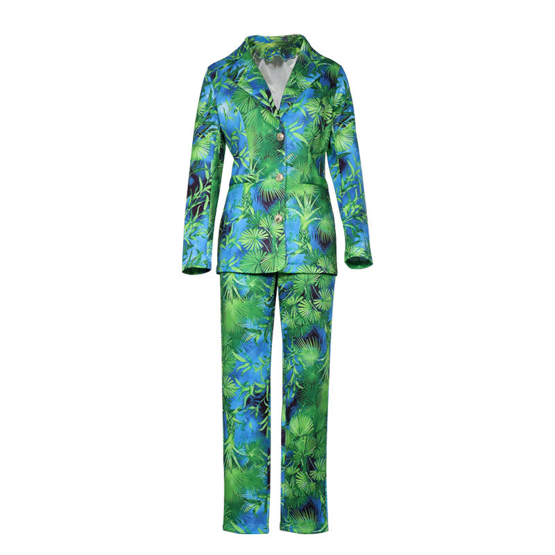 Dame Stilfuld Jumpsuit med dyb V-udskæring og iøjnefaldende mønster Stilla