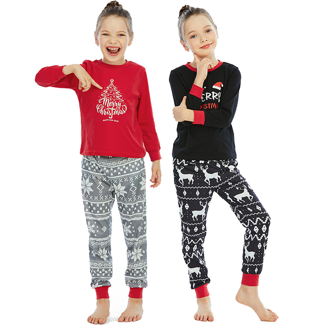 Dame pyjamasæt med festligt juletryk og elastisk bund Stilla