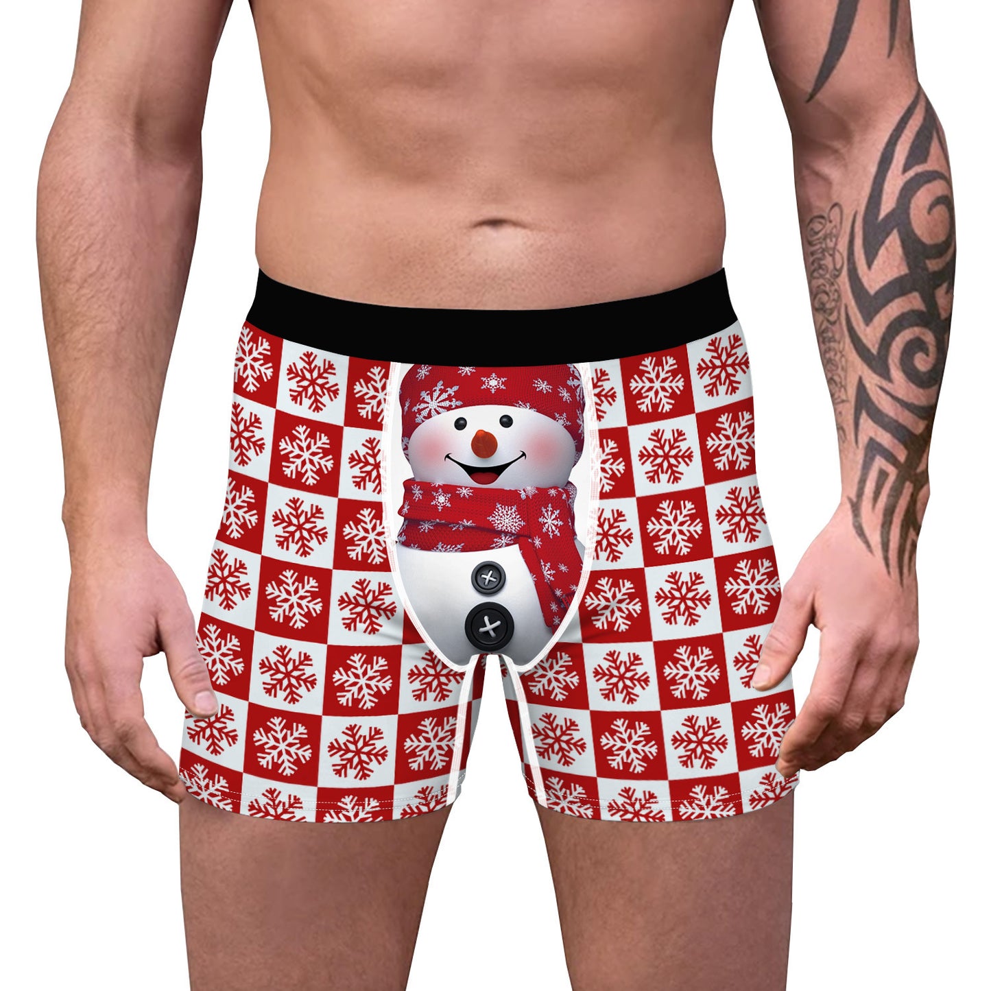 Herren Boxershorts med festligt snemand-design Stilla