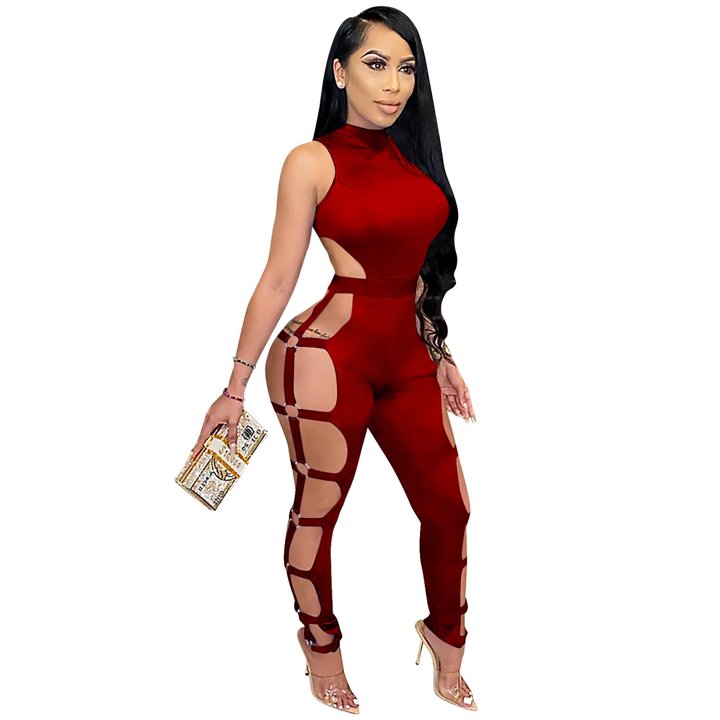 Dame Figurforlængelse Jumpsuit med raffinerede cut-outs og stilfulde fastgørelser Stilla