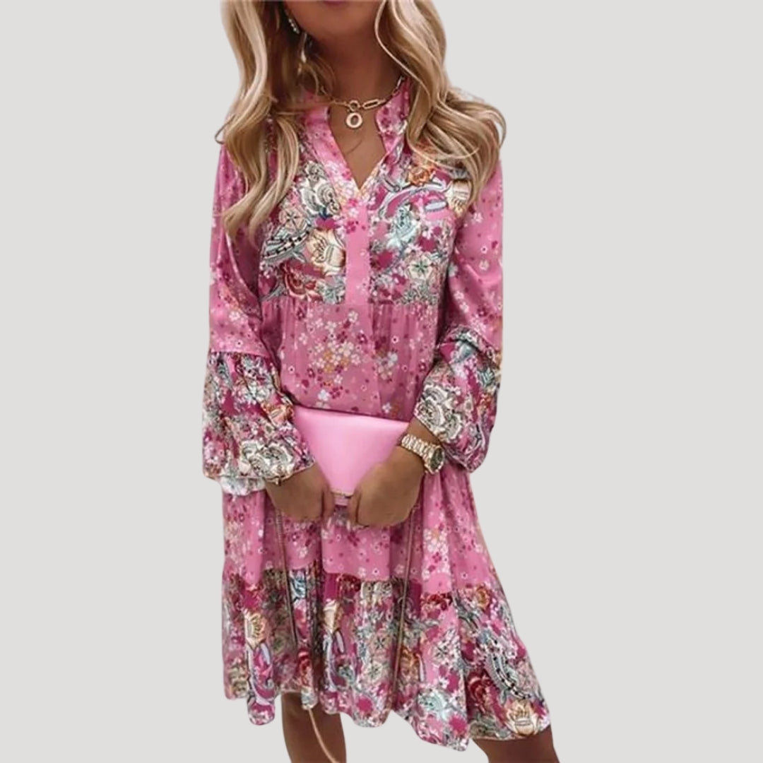 Stilla | Kvindernes Boho Blomster Sommer Midi Kjole