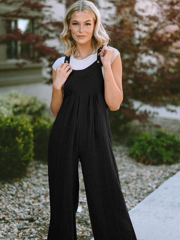 Stilla | Plisseret Bred Benet Lommer Jumpsuit
