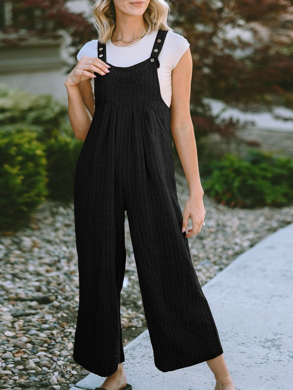 Stilla | Plisseret Bred Benet Lommer Jumpsuit