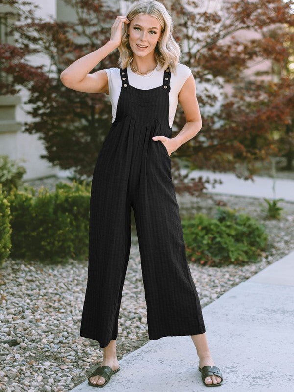 Stilla | Plisseret Bred Benet Lommer Jumpsuit