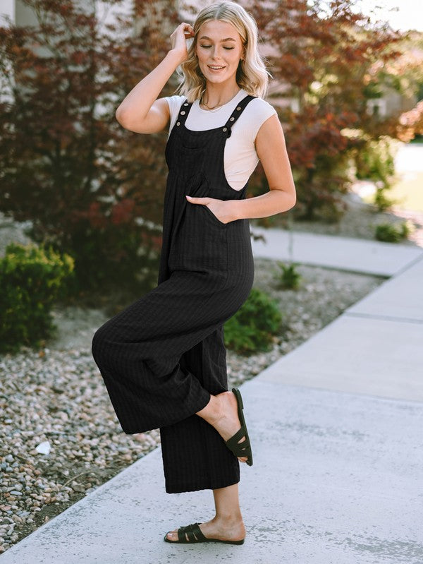 Stilla | Plisseret Bred Benet Lommer Jumpsuit