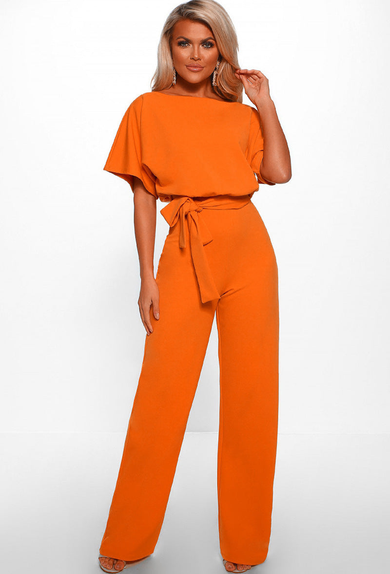 Dame elegant bred ben jumpsuit med bund detalje Stilla