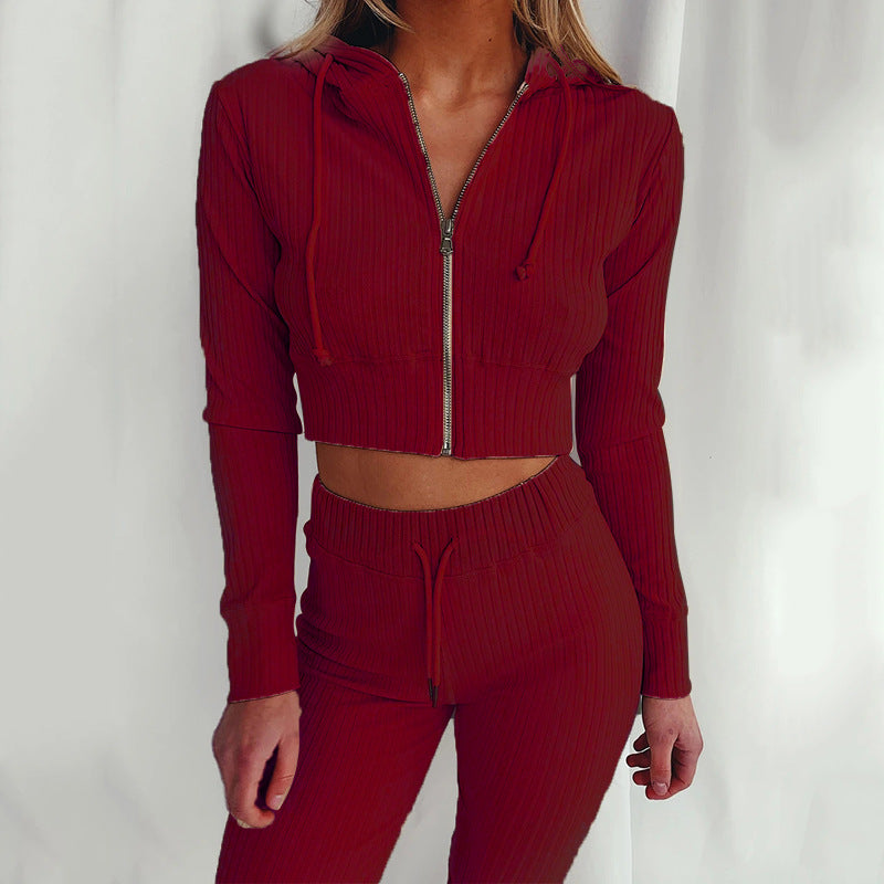 Dame Sportsligt Crop Hoodie og Leggings-Sæt Stilla