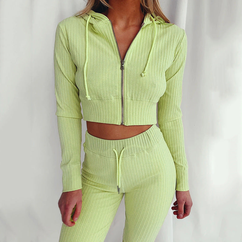 Dame Sportsligt Crop Hoodie og Leggings-Sæt Stilla