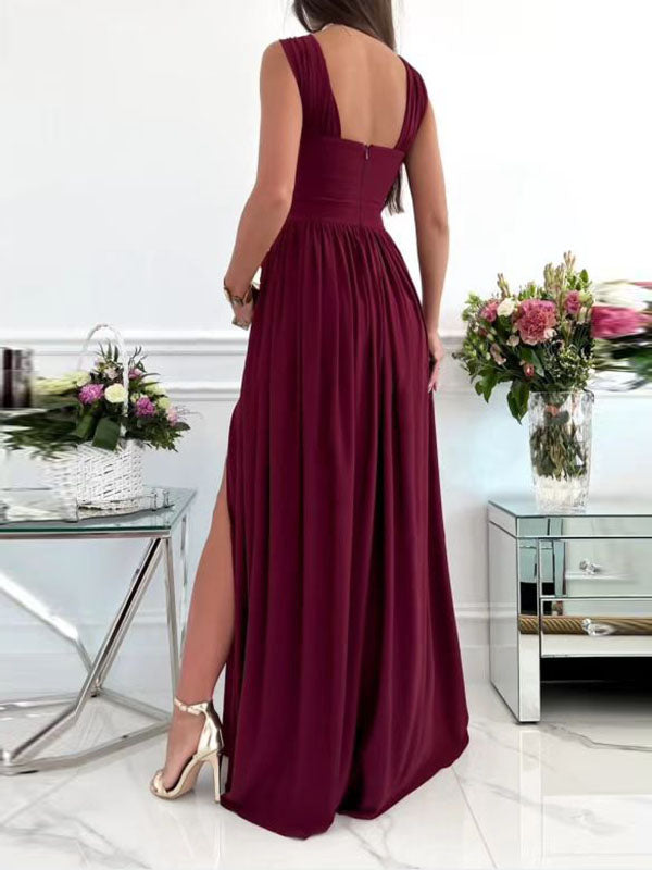 Stilla | Festkjoler Gravid Side Split Uden Ryg Uden Ærmer Fest Maxi Gravidkjole