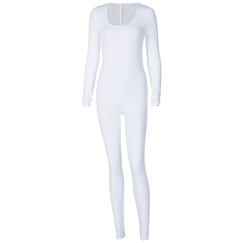 Damen Elegant Langærmet Jumpsuit med gennemsigtigt Overdel Stilla