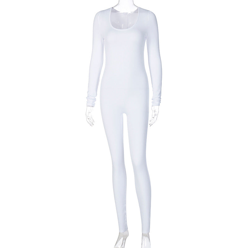 Damen Elegant Langærmet Jumpsuit med gennemsigtigt Overdel Stilla