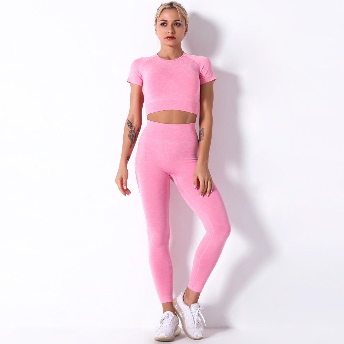 Dame Sporty Crop-Top med højhøjede leggings i kompressionsdesign Stilla