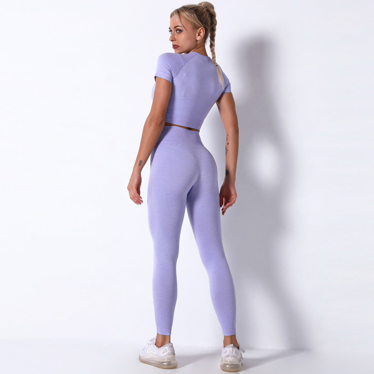 Dame Sporty Crop-Top med højhøjede leggings i kompressionsdesign Stilla
