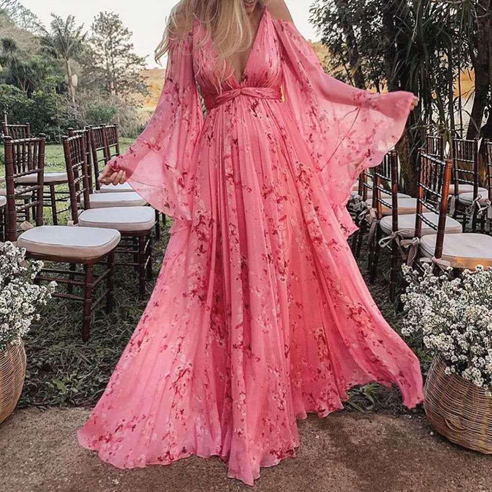 Stilla | Elegante Maxi Kjole Med Paisley Blonde Trim