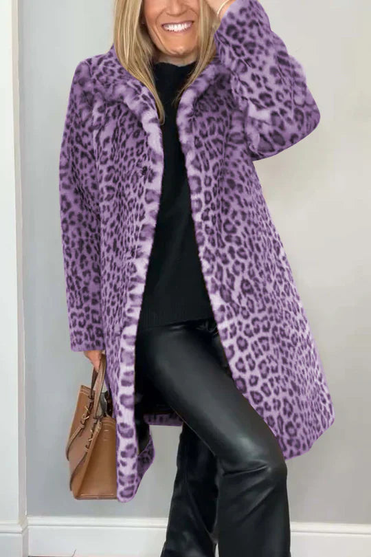 Stilla | Klassisk Vinterfrakke til Kvinder med Leopardprint