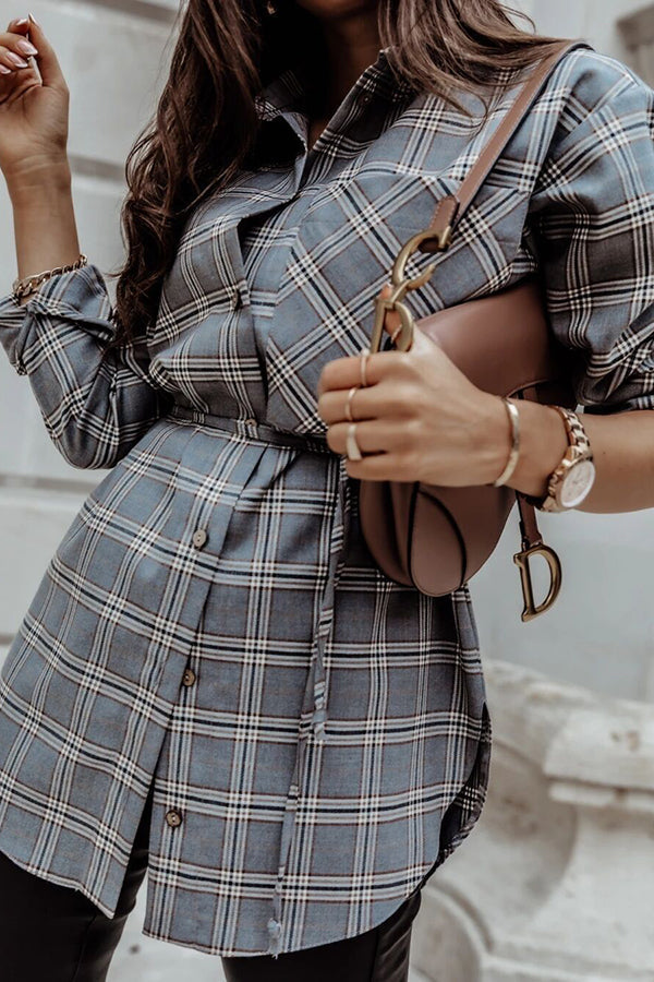 Stilla | Grab My Hand Plaid Button up Bælte Skjorte