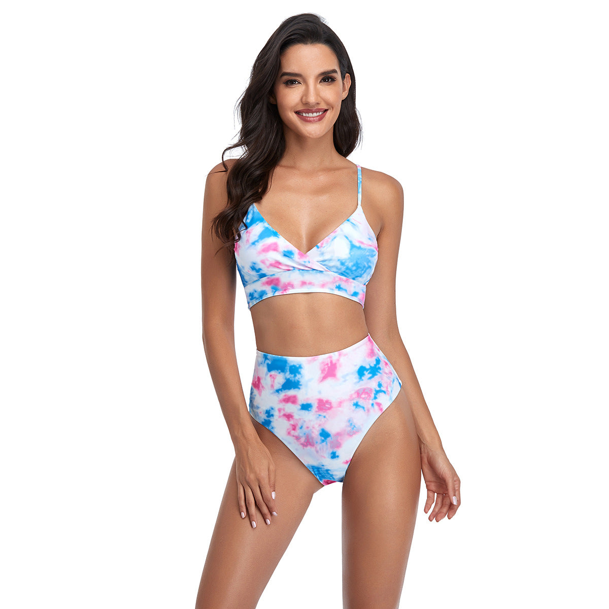 Dame bikini-sæt med trendy indviklet top og højt skårne underdele Stilla