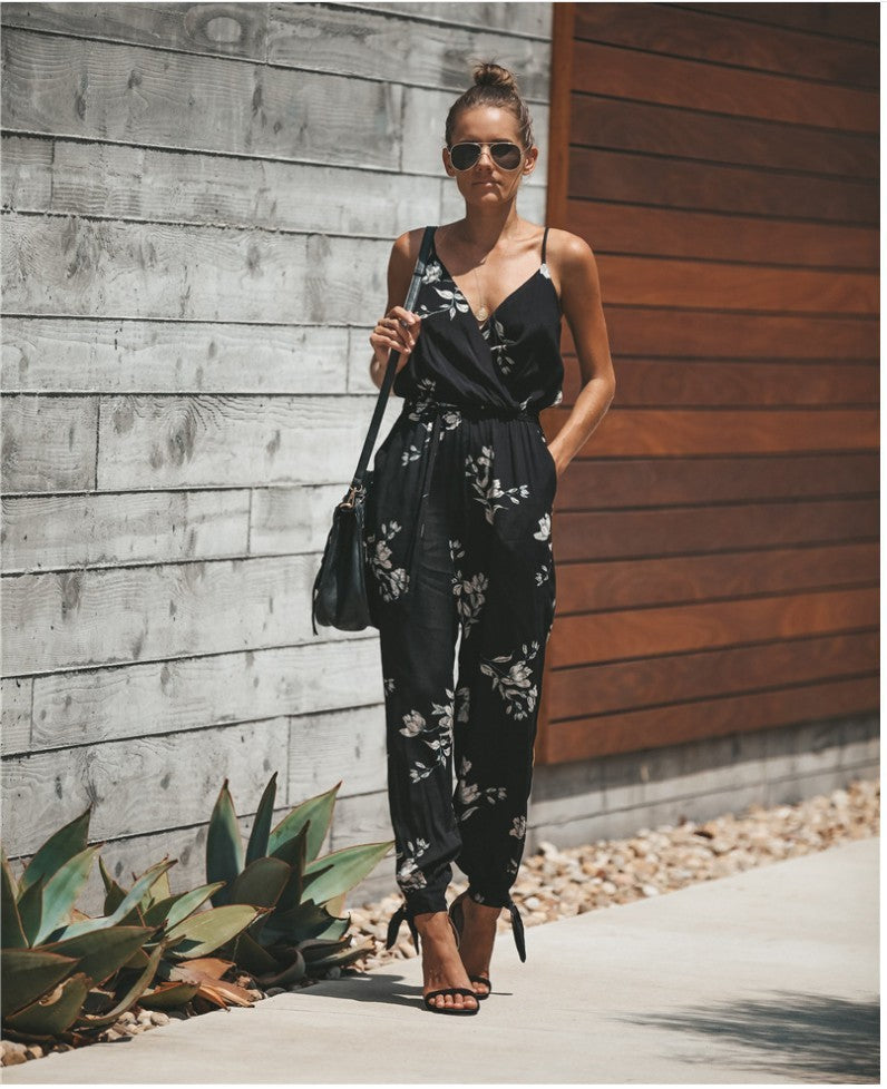 Stilla | Blomsterprint Spaghetti Strap Jumpsuit