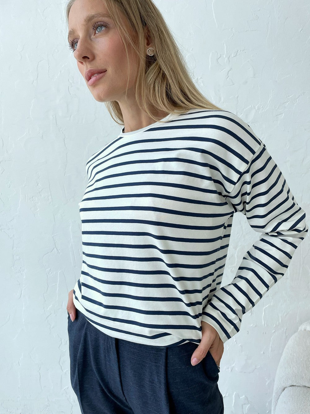 Stilla | Langærmet Stribet Bluse