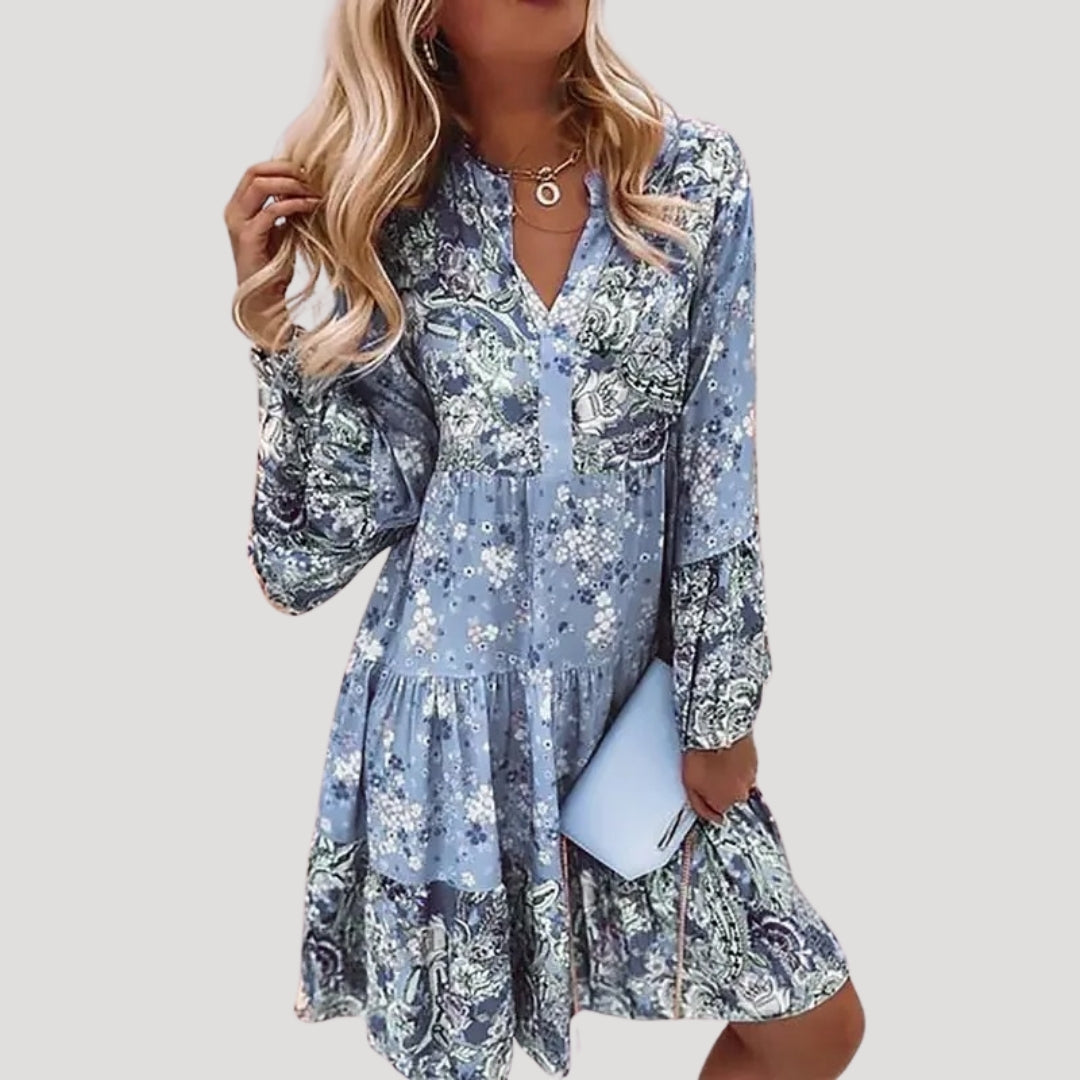 Stilla | Kvindernes Boho Blomster Sommer Midi Kjole