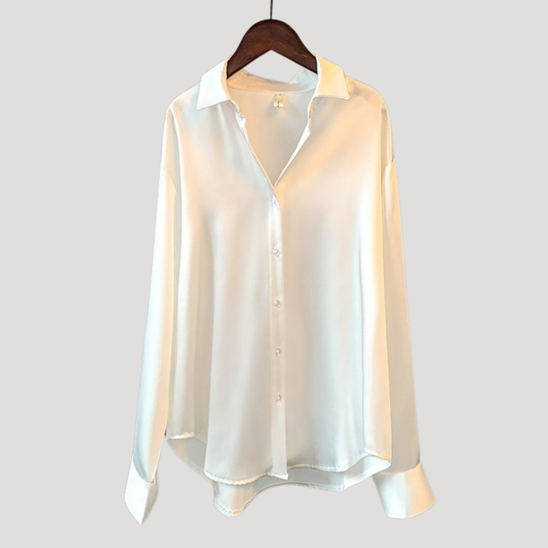 Stilla | Silke Satin Knap Ned Skjorte