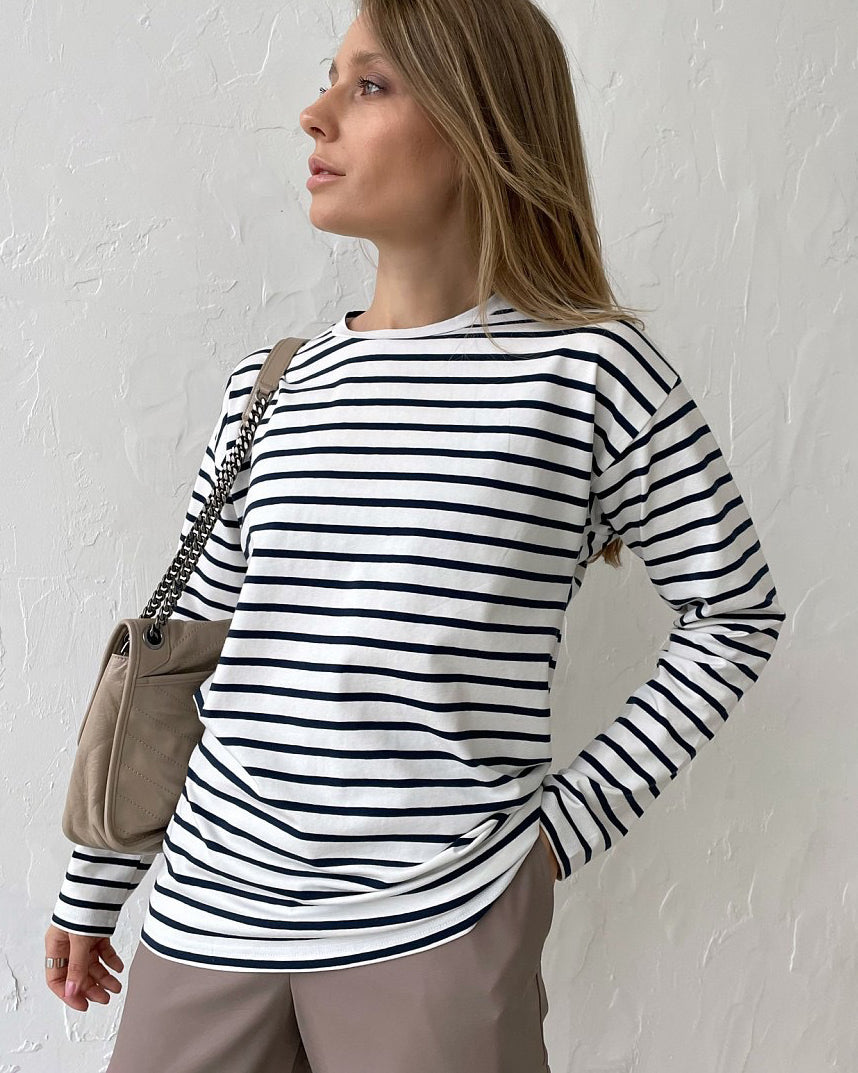 Stilla | Langærmet Stribet Bluse