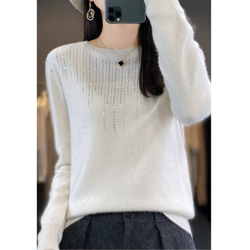 Stilla | Dame sweater i strik med glitrende detaljer