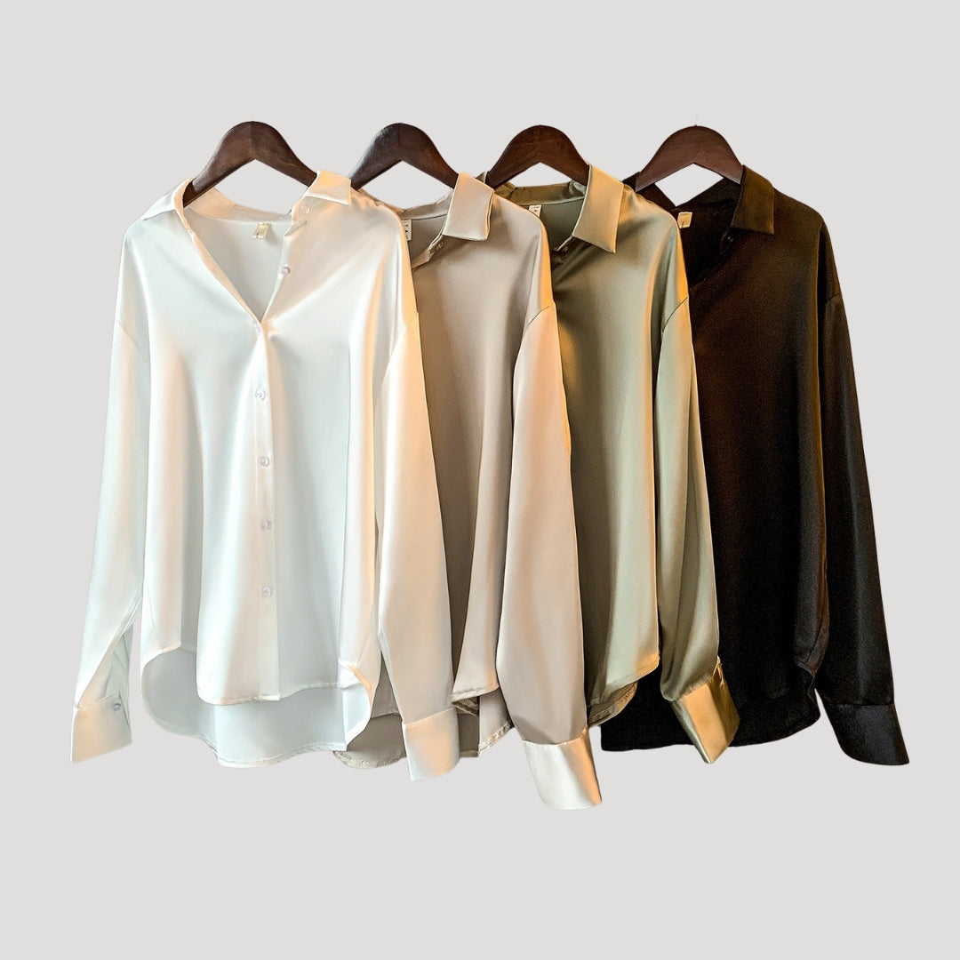 Stilla | Silke Satin Knap Ned Skjorte