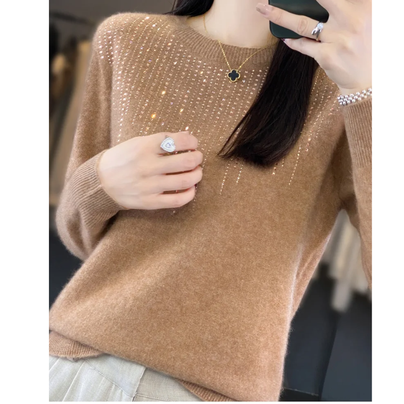 Stilla | Dame sweater i strik med glitrende detaljer