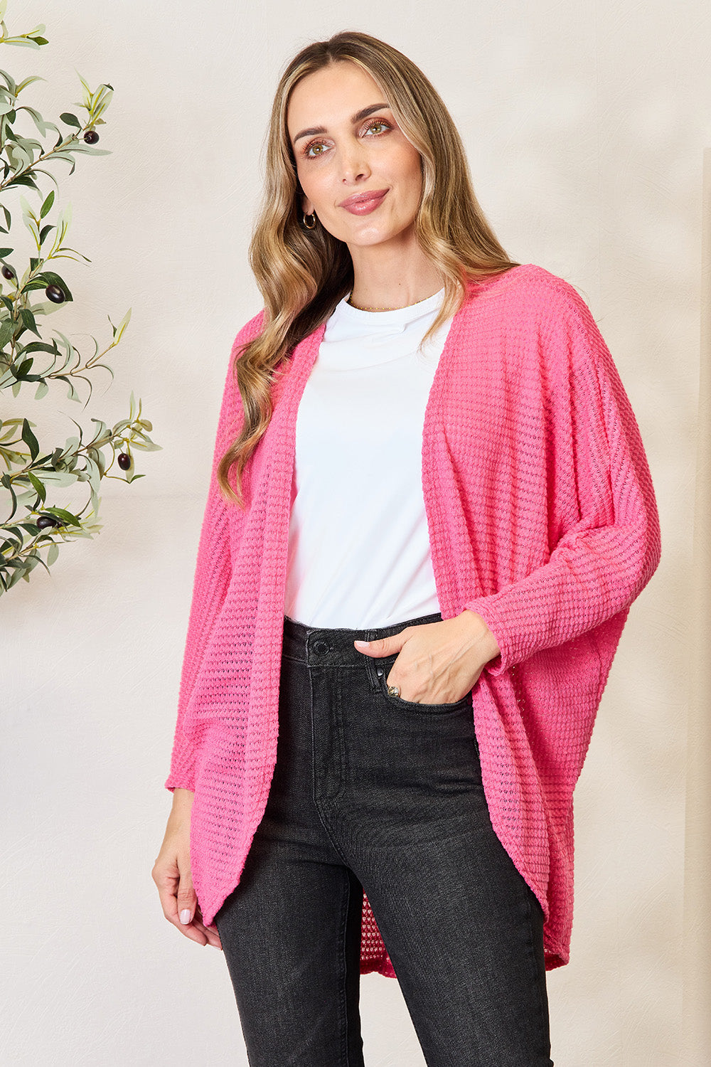 Stilla | Fuldt størrelse åben front langærmet cardigan