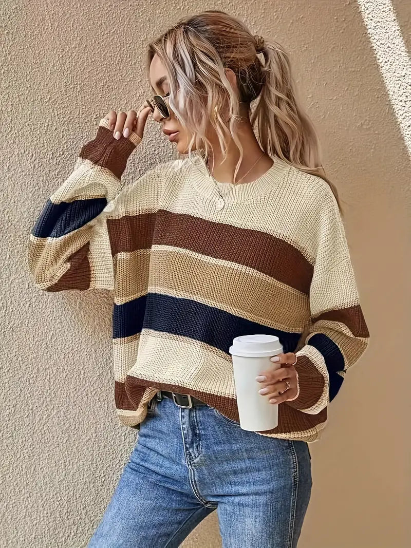 Stilla | Pullover med stribet strik