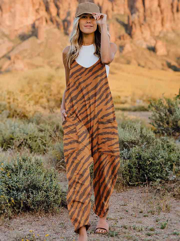 Stilla | Størrelse Printa V-hals ærmeløs Jumpsuit