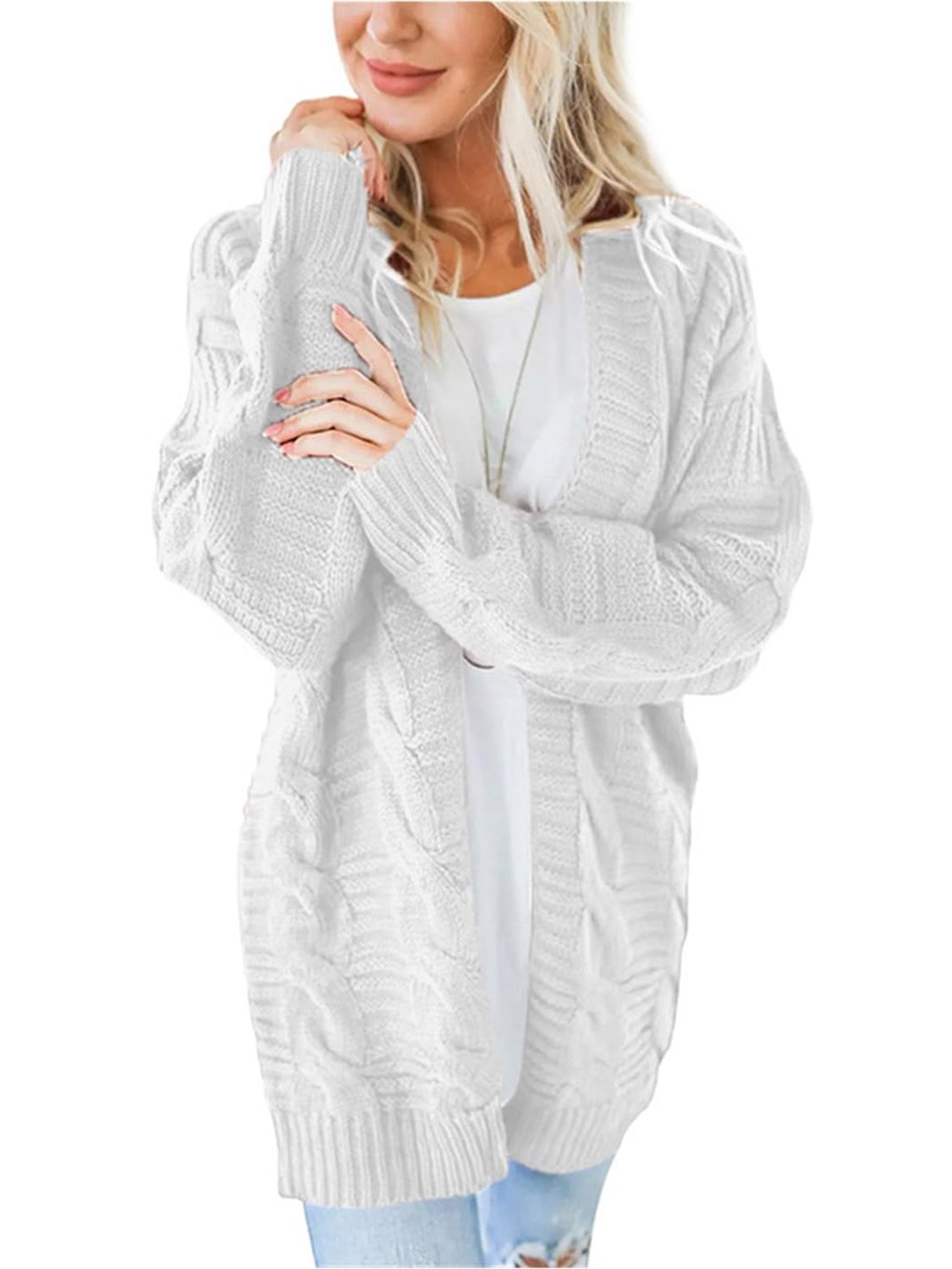 Stilla | Strik Åben Front Langærmet Cardigan