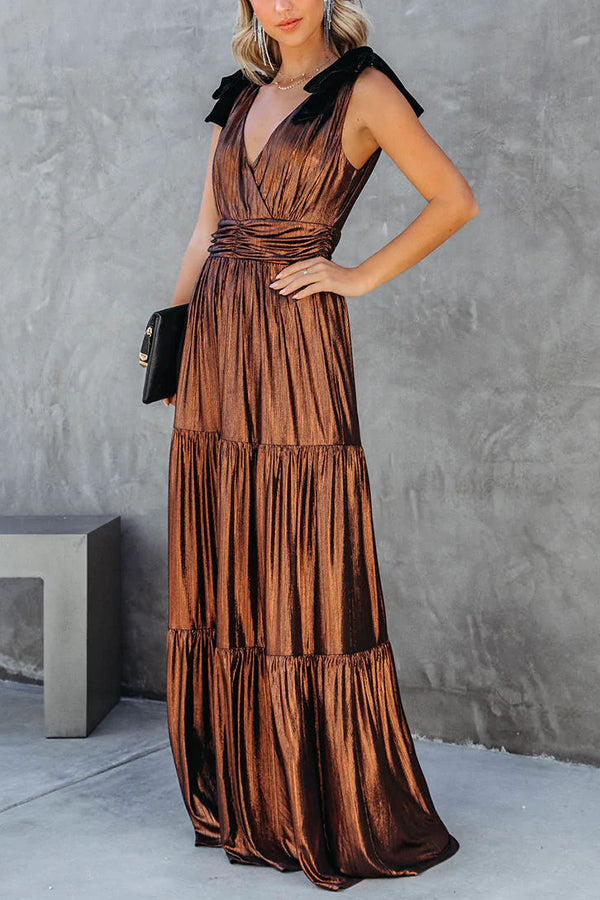 Stilla | Charming Days Velvet Skulderbånd Metalisk Maxi Kjole