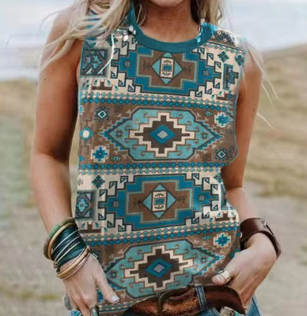 Stilla | Geometri 3d tryk Western etnisk stil tanktoppe