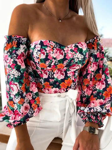 Stilla | Skulderfri Blomstrede Bluser