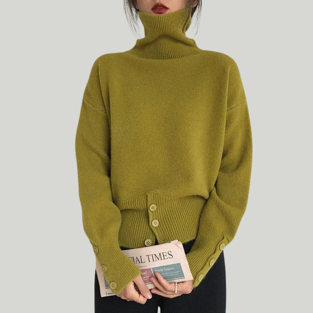 Stilla | Rullekrave Sweater med Knapper