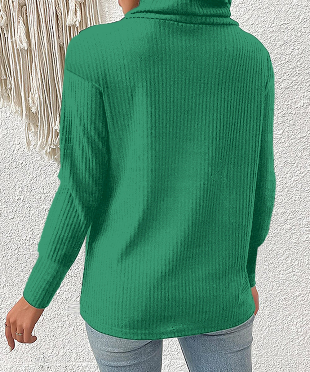 Stilla | Afslappet Langærmet Turtle Neck Solid Bluse Top