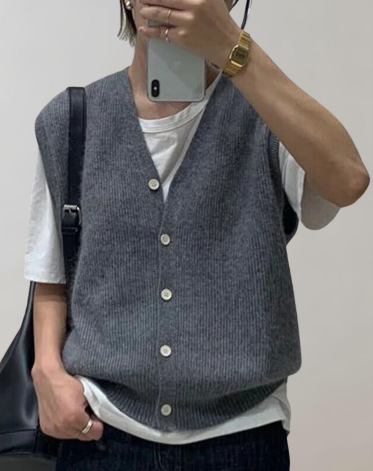 Stilla - Casual strikvest med knaplukning