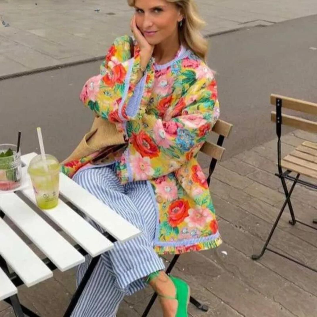 Stilla | Bomberjakke med Blomsterprint og Frynsedetaljer