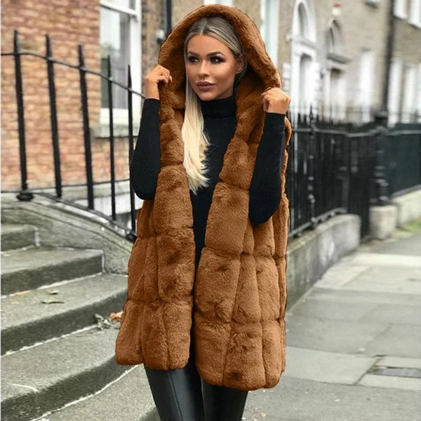 Stilla | Blød Faux Fur Vest med Hætte Varm & Stilfuld Perfekt til Lag-på-Lag