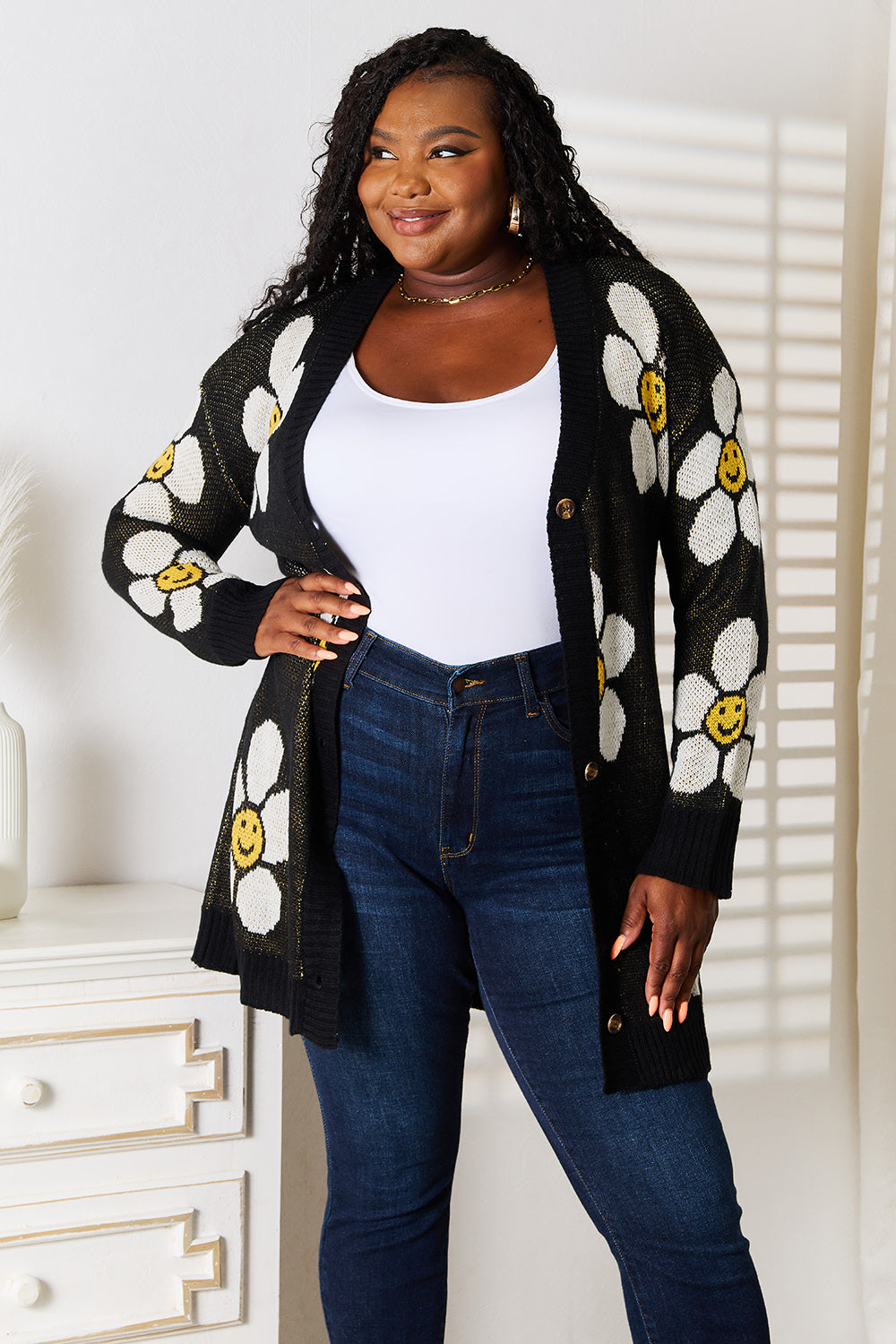 Stilla | Floral Knap Nedad Langline Cardigan