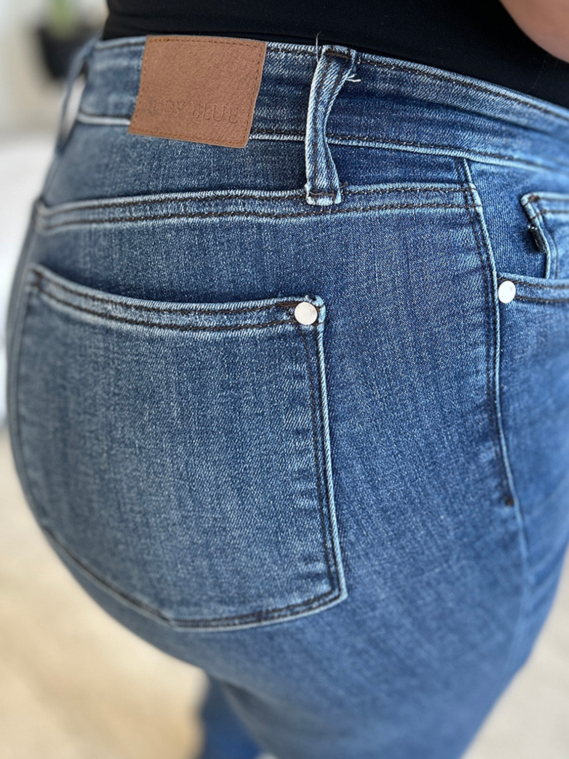 Stilla | Blå Plus Size Høj Talje Distressed Skinny Jeans