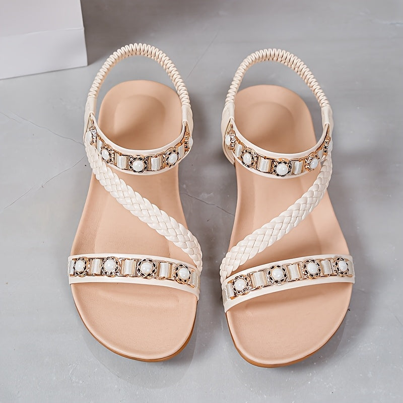 Stilla | Sommersandaler Til Damer Med Flettede Remme Boho Chic, Med Åben Tå Og Slip on