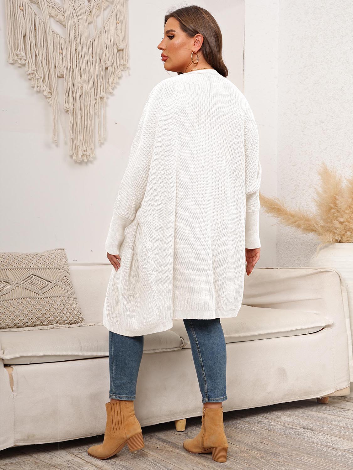Stilla | Plus Size Åben Front Cardigan Med Lommer