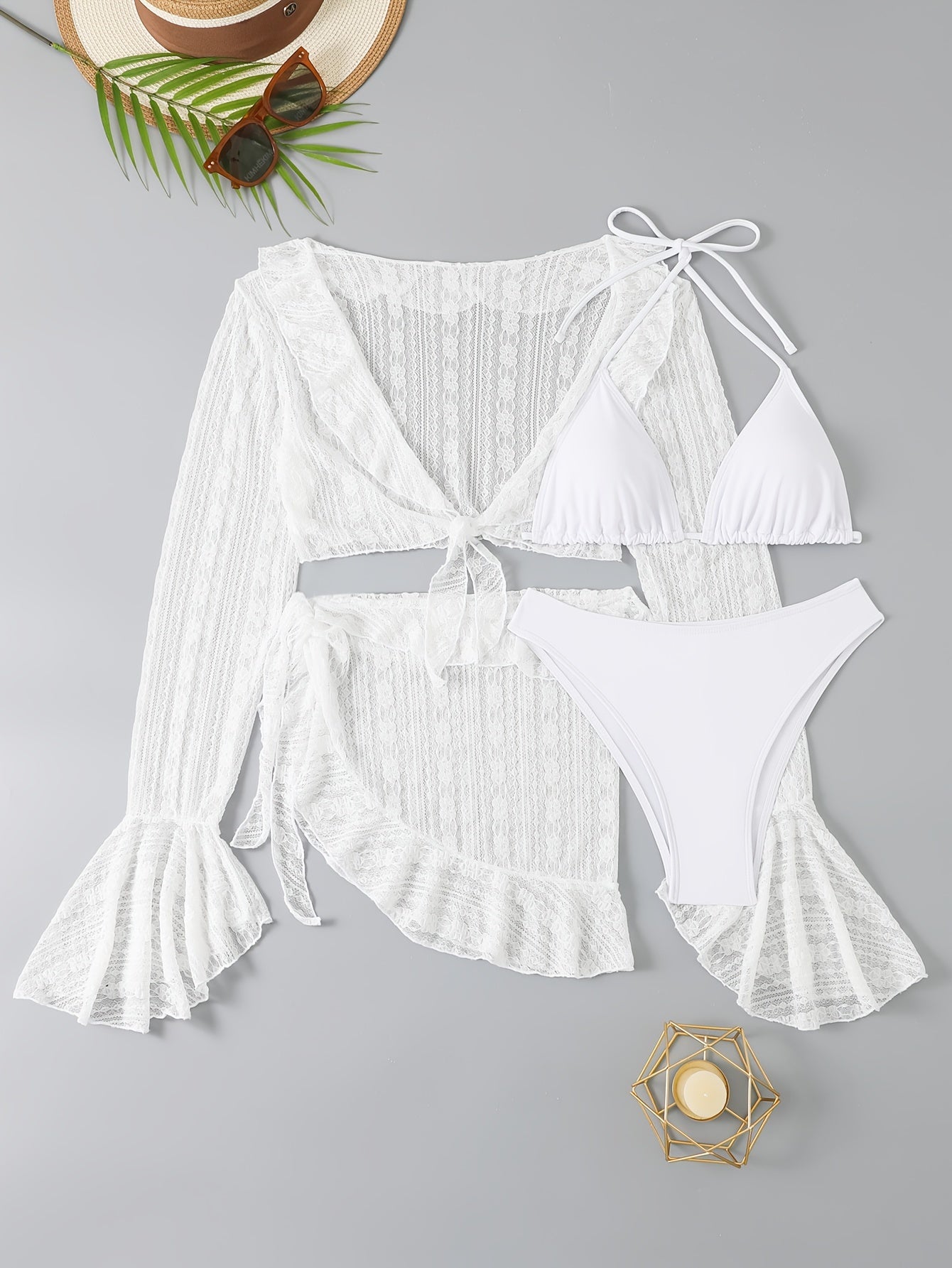 Stilla | Komplet Bikini Med Lange Ærmer, Dækkende